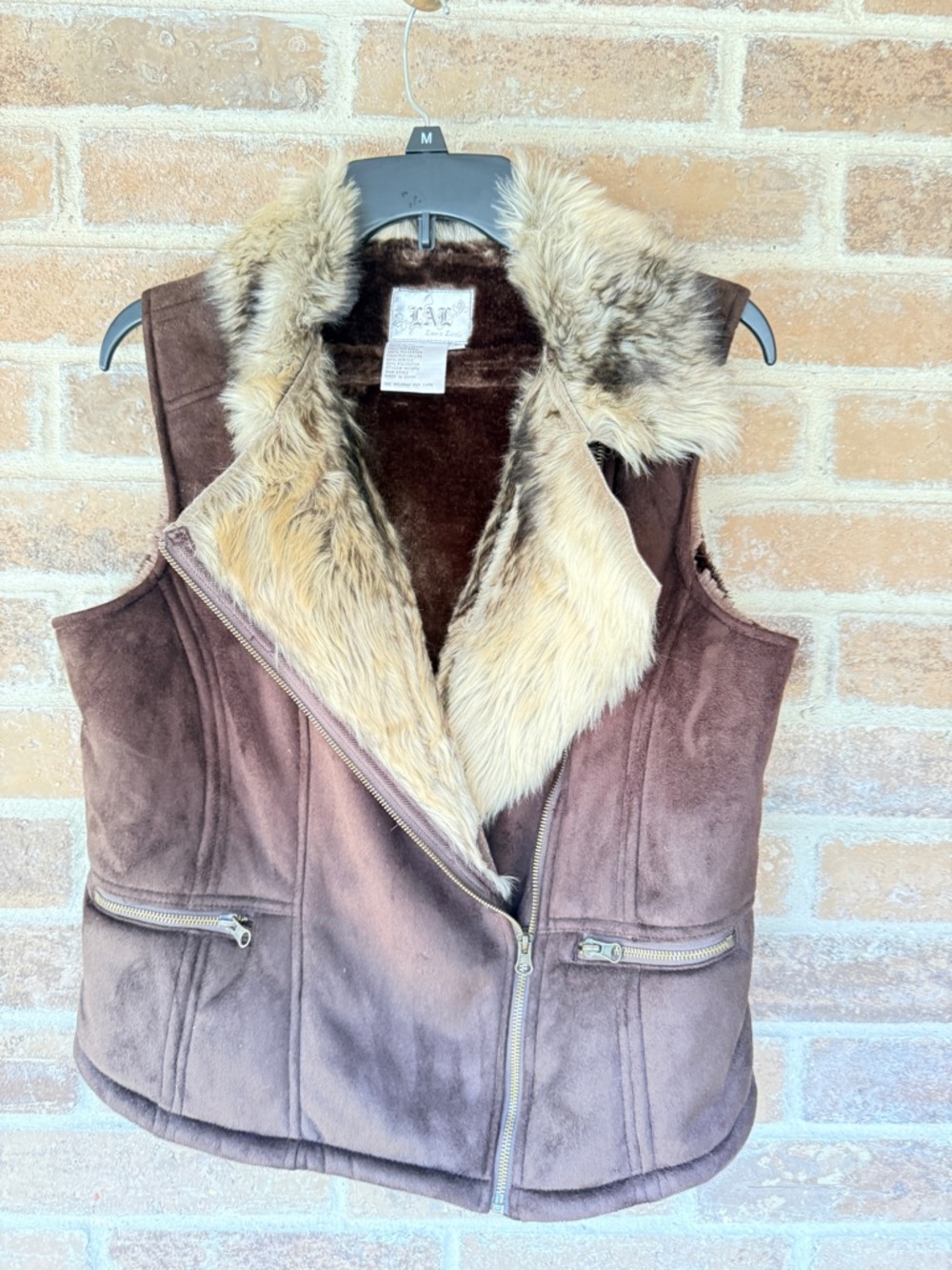 Live a Little Brown Suede Vest with Faux Fur Trim